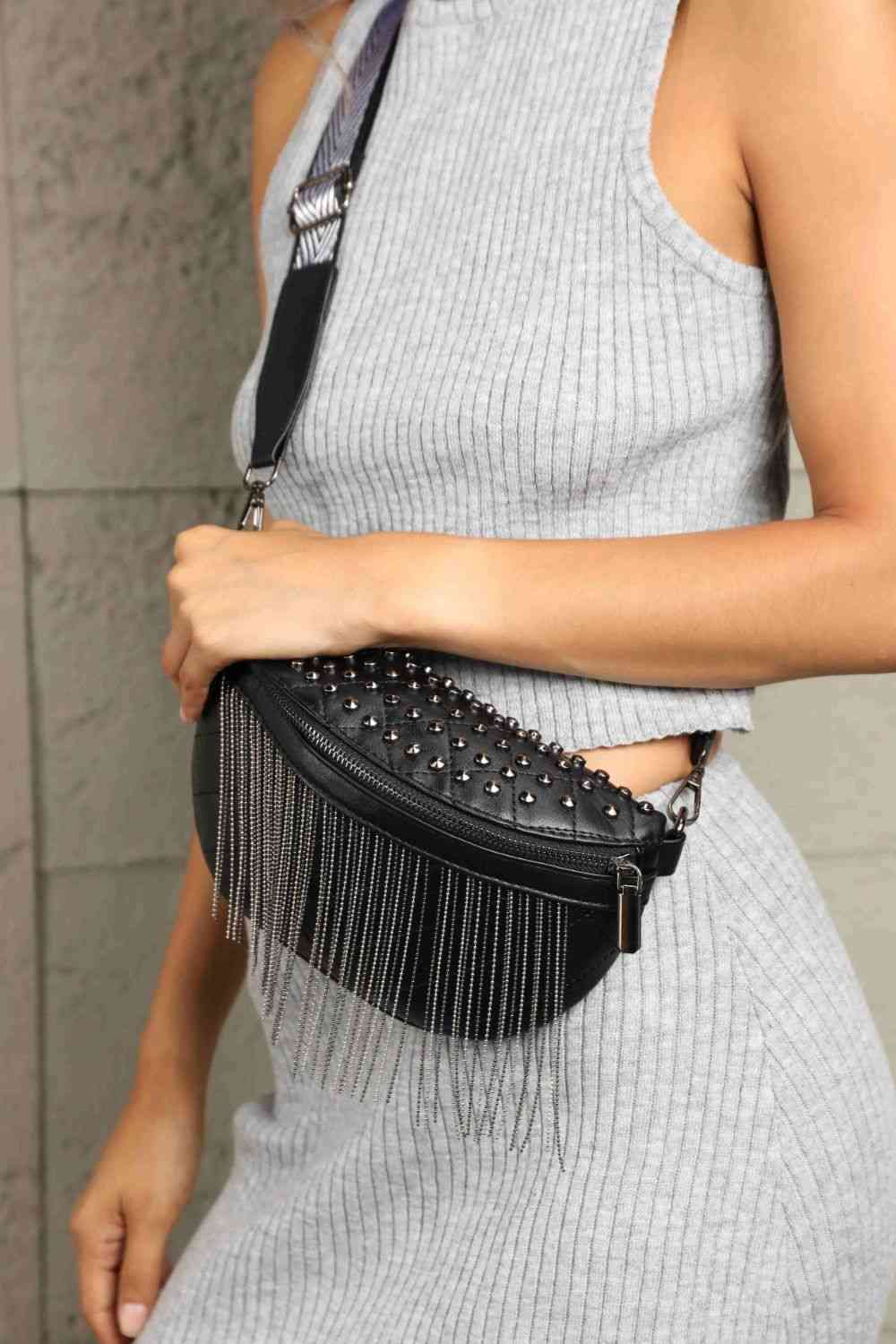 Adored PU Leather Studded Sling Bag