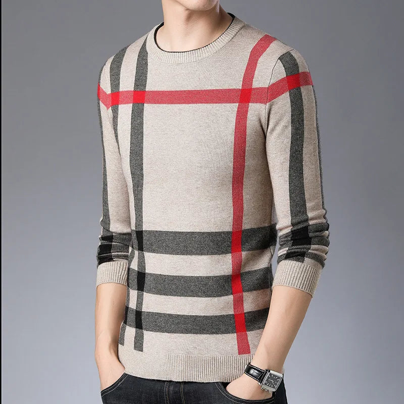 Men Plaid Leisure Sweater