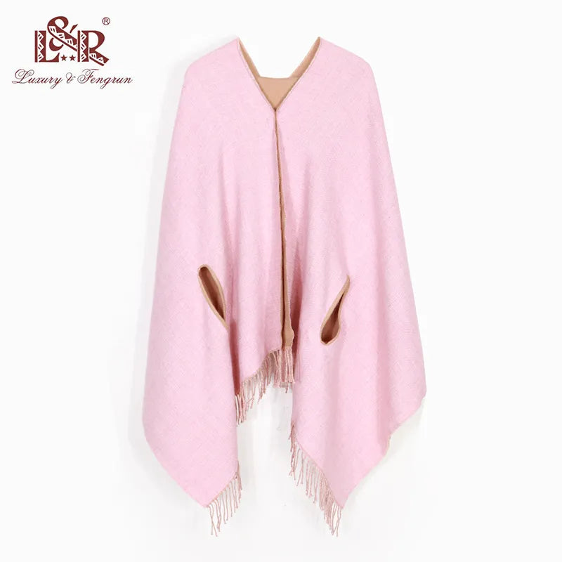 Winter Cashmere Blend Poncho Cape