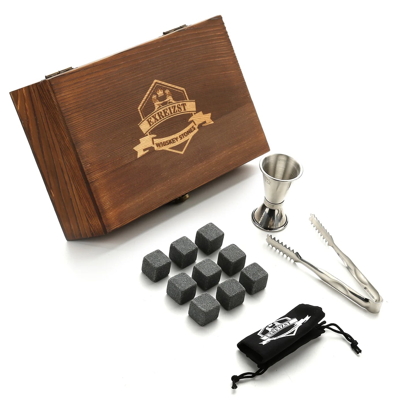 Whiskey Stones Gift Set 9 Granite Chilling Stones