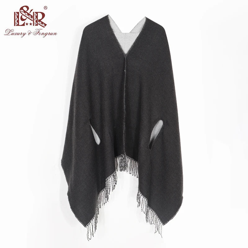 Winter Cashmere Blend Poncho Cape