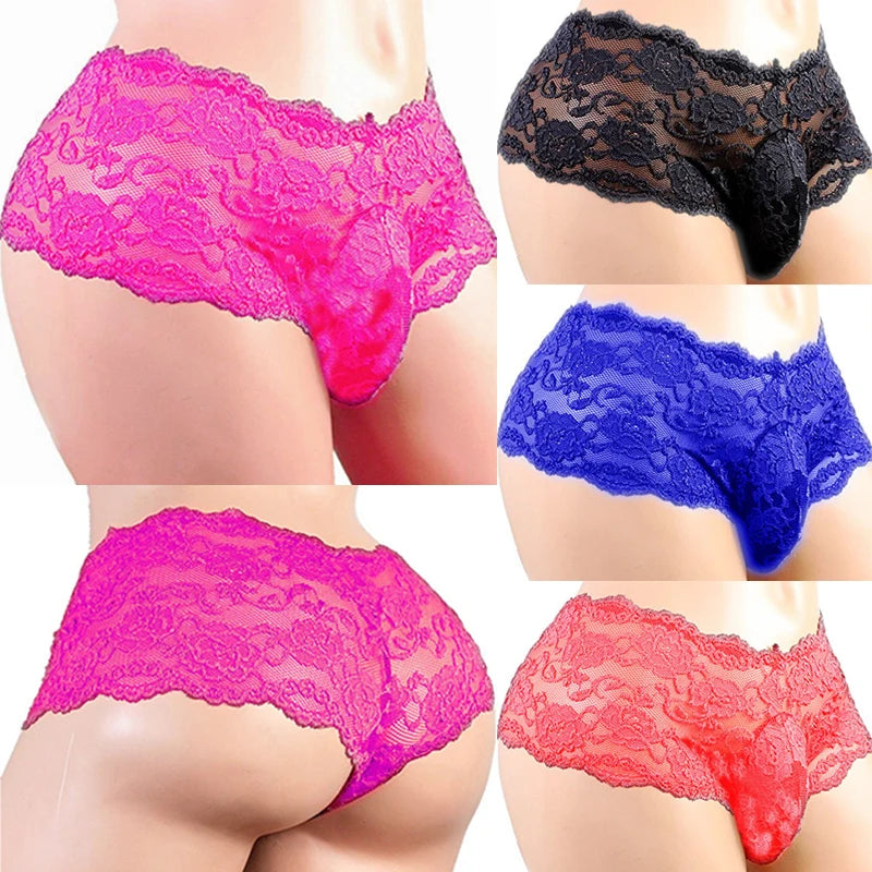 Lace Men's Underwear Sexy Lingerie Male Breathable Boy Shorts