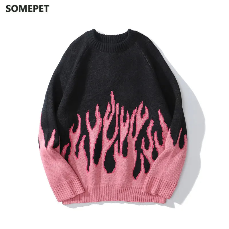 Pink Flame Off Shoulder Sweater