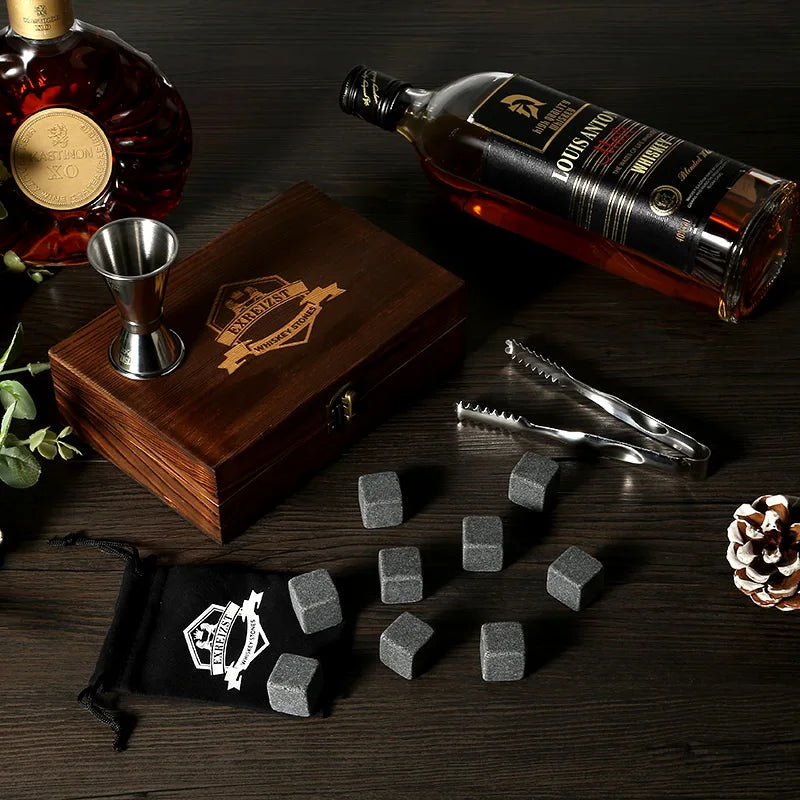 Whiskey Stones Gift Set 9 Granite Chilling Stones