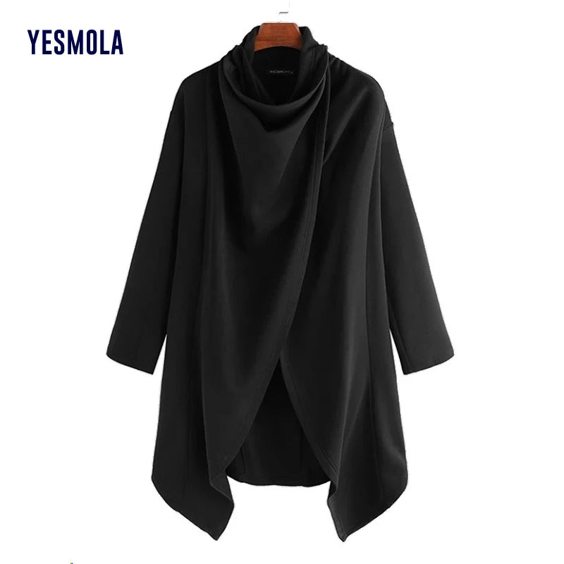 YESMOLA Men Coat Irregular Cloak Jacket