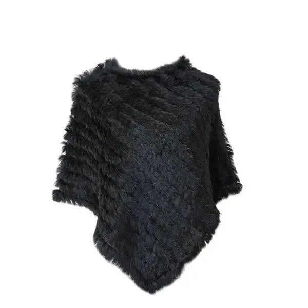 Rabbit Fur Knitted Natural Poncho Vest