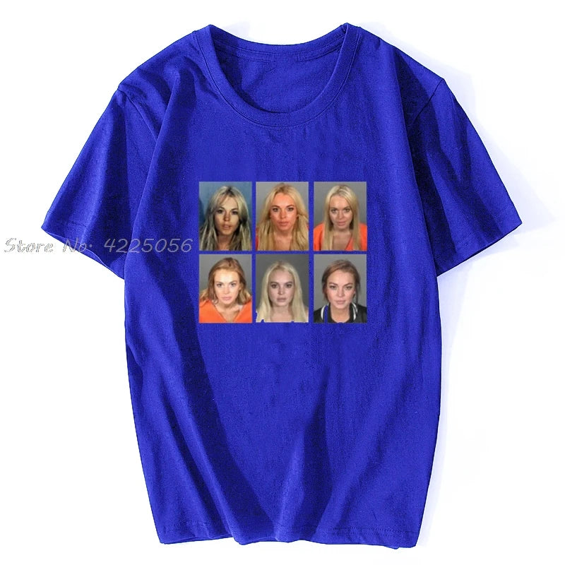 Lindsay Lohan Mashup Celebrity Mugshot Vintage Grunge Look Fan T-Shirt