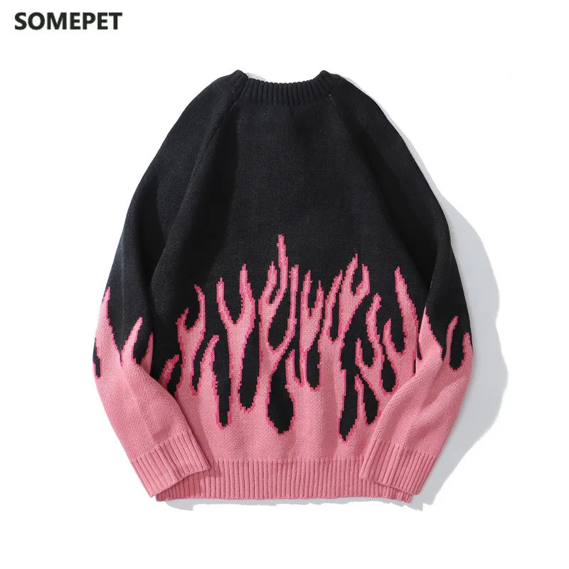 Pink Flame Off Shoulder Sweater