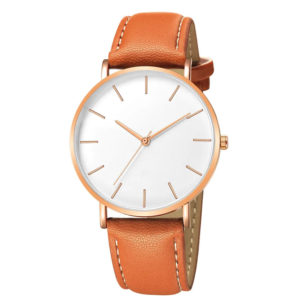 Luxury Men's Watch Leather Gold