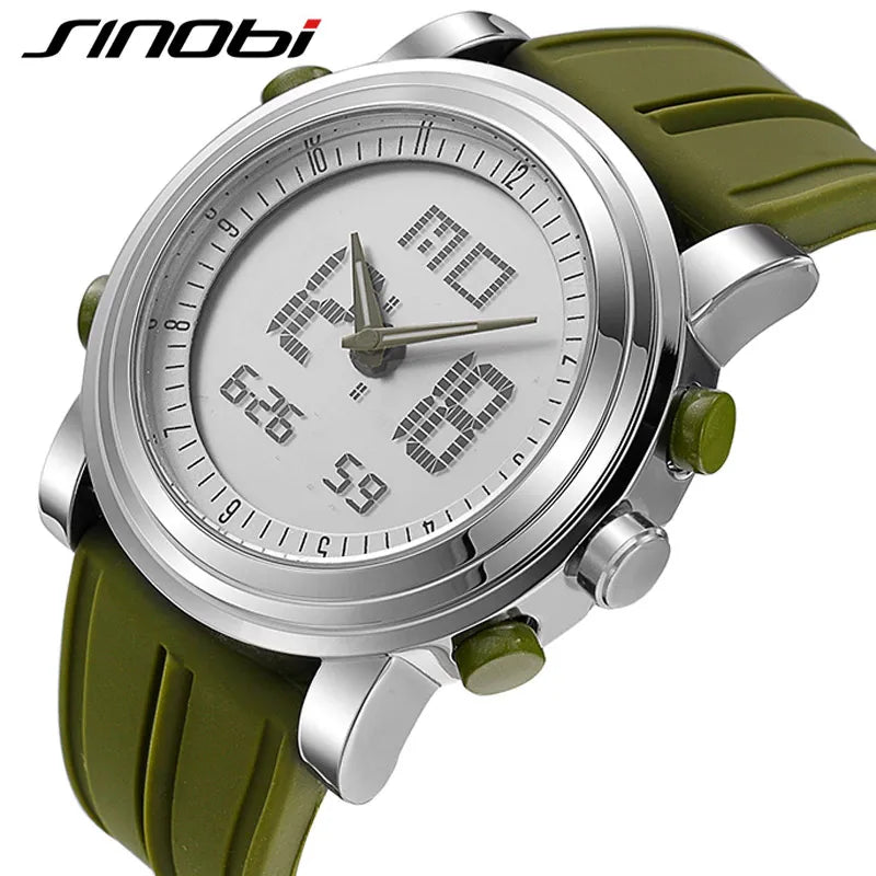 SINOBI Sports Watches Men Dual Display Analog Digital LED Watch