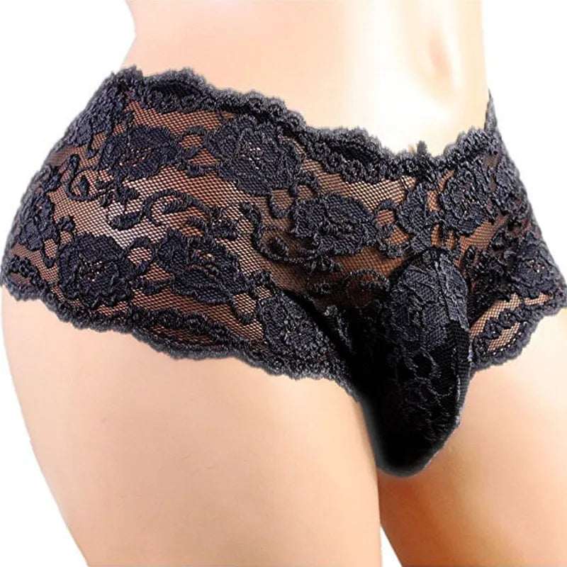 Lace Men's Underwear Sexy Lingerie Male Breathable Boy Shorts