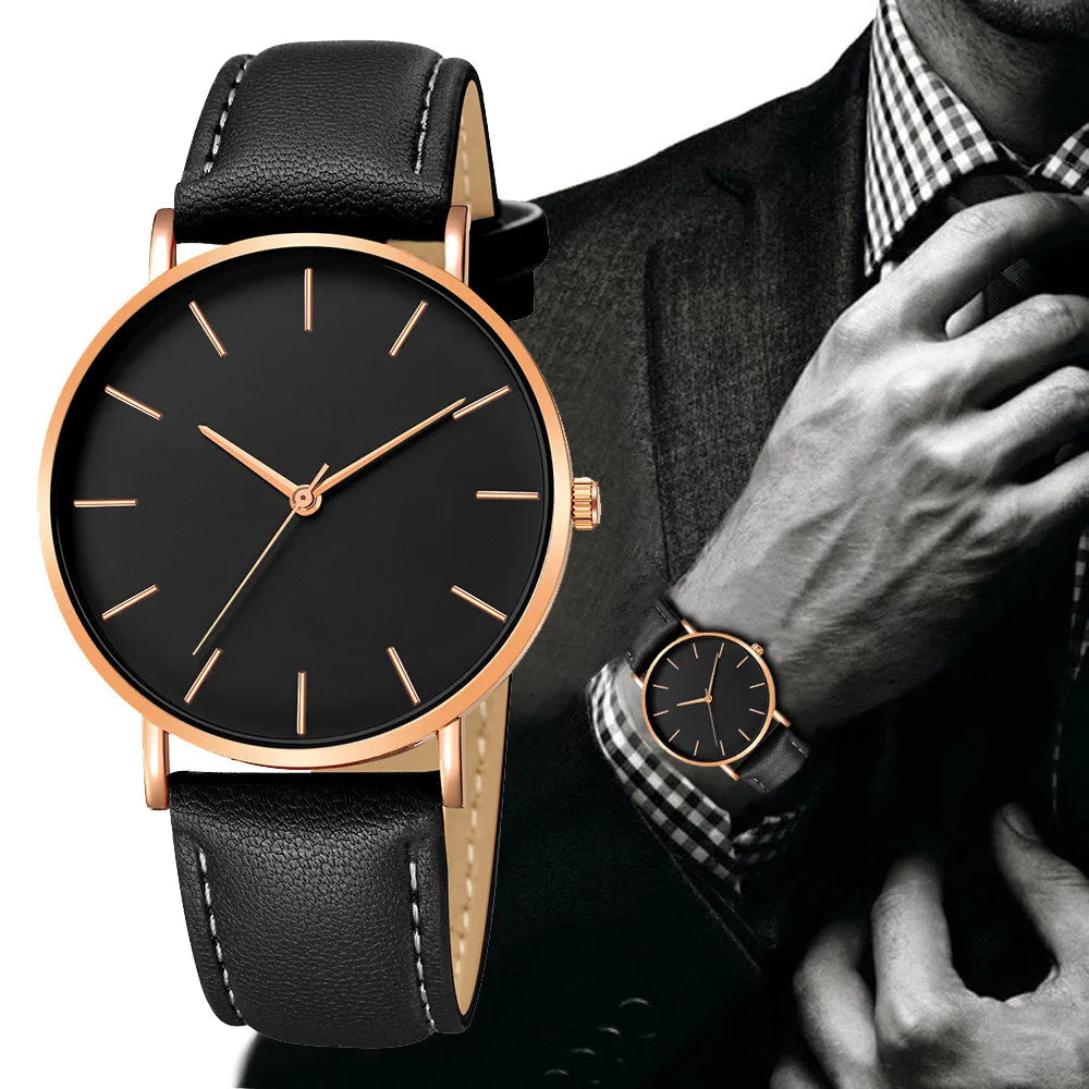 Luxury Men's Watch Leather Gold