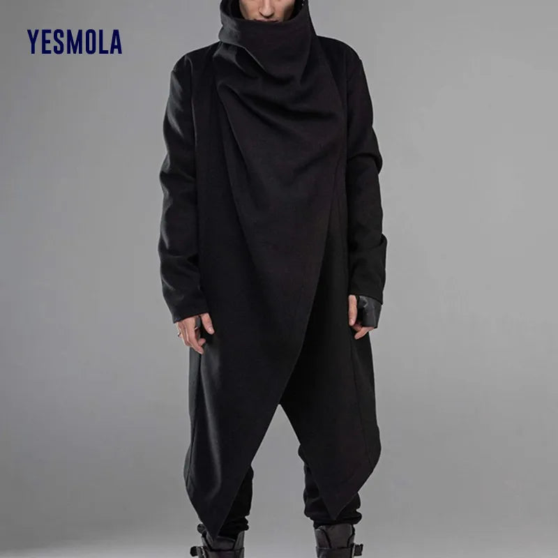 YESMOLA Men Coat Irregular Cloak Jacket