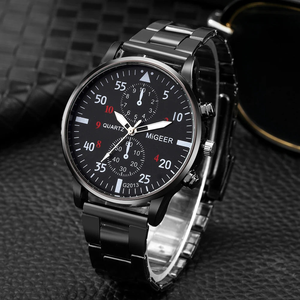 2023 Men Gift Set Fashion Sport Stainless Steel Quartz Watch and bracelets