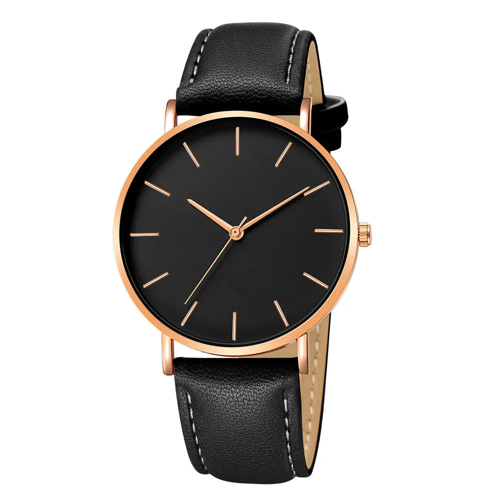 Luxury Men's Watch Leather Gold