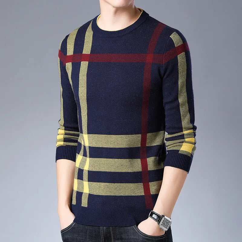 Men Plaid Leisure Sweater