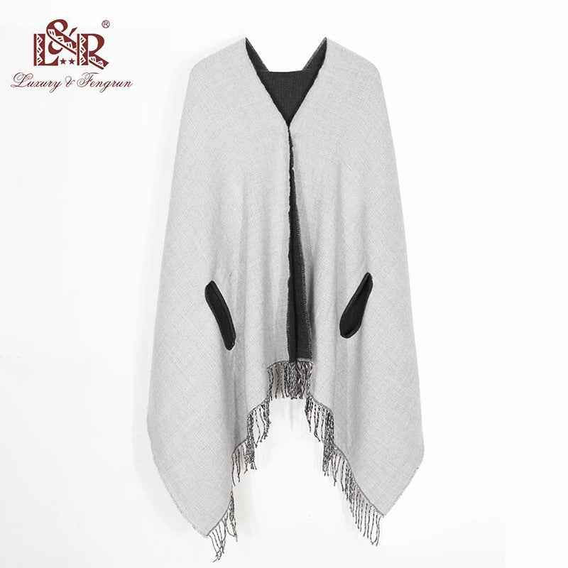 Winter Cashmere Blend Poncho Cape