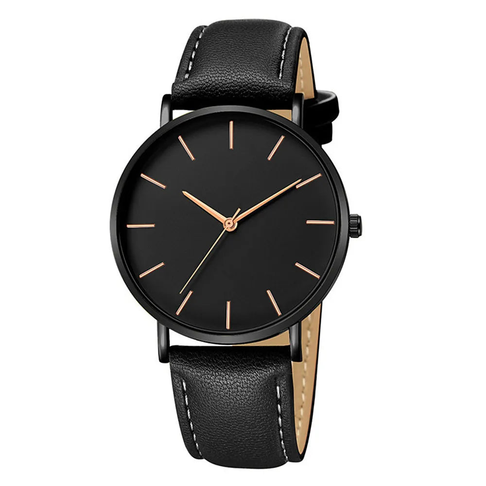 Luxury Men's Watch Leather Gold