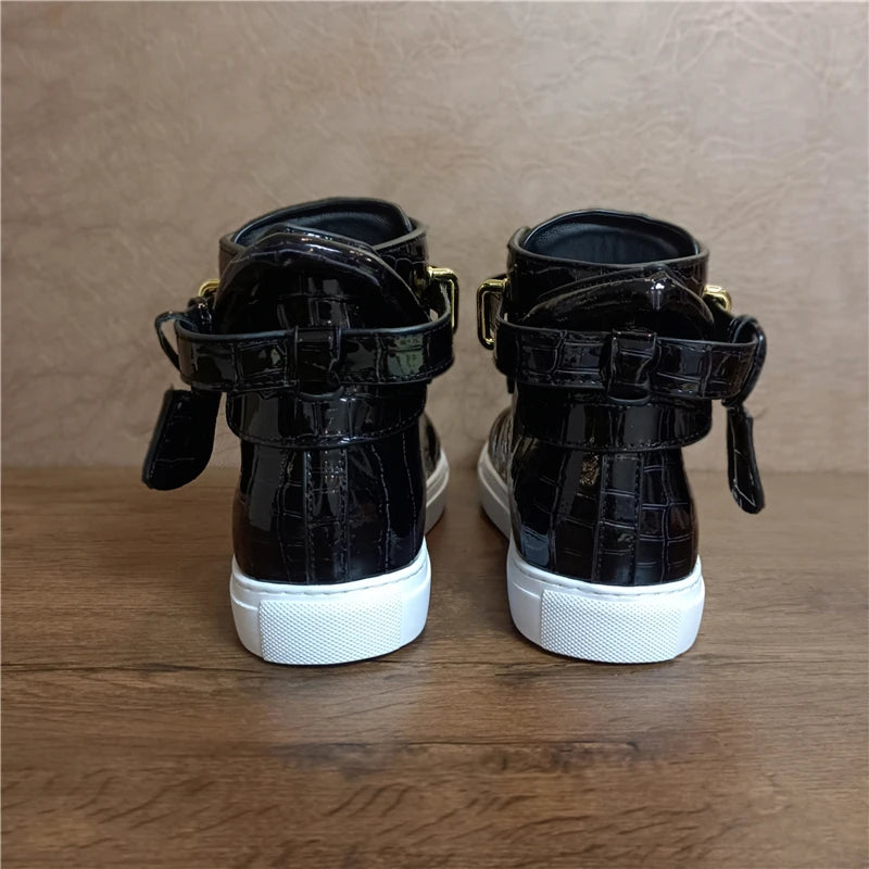 Men's Alligator Pattern Lock Front High Top Sneaker