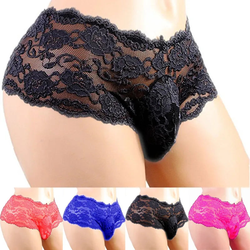 Lace Men's Underwear Sexy Lingerie Male Breathable Boy Shorts