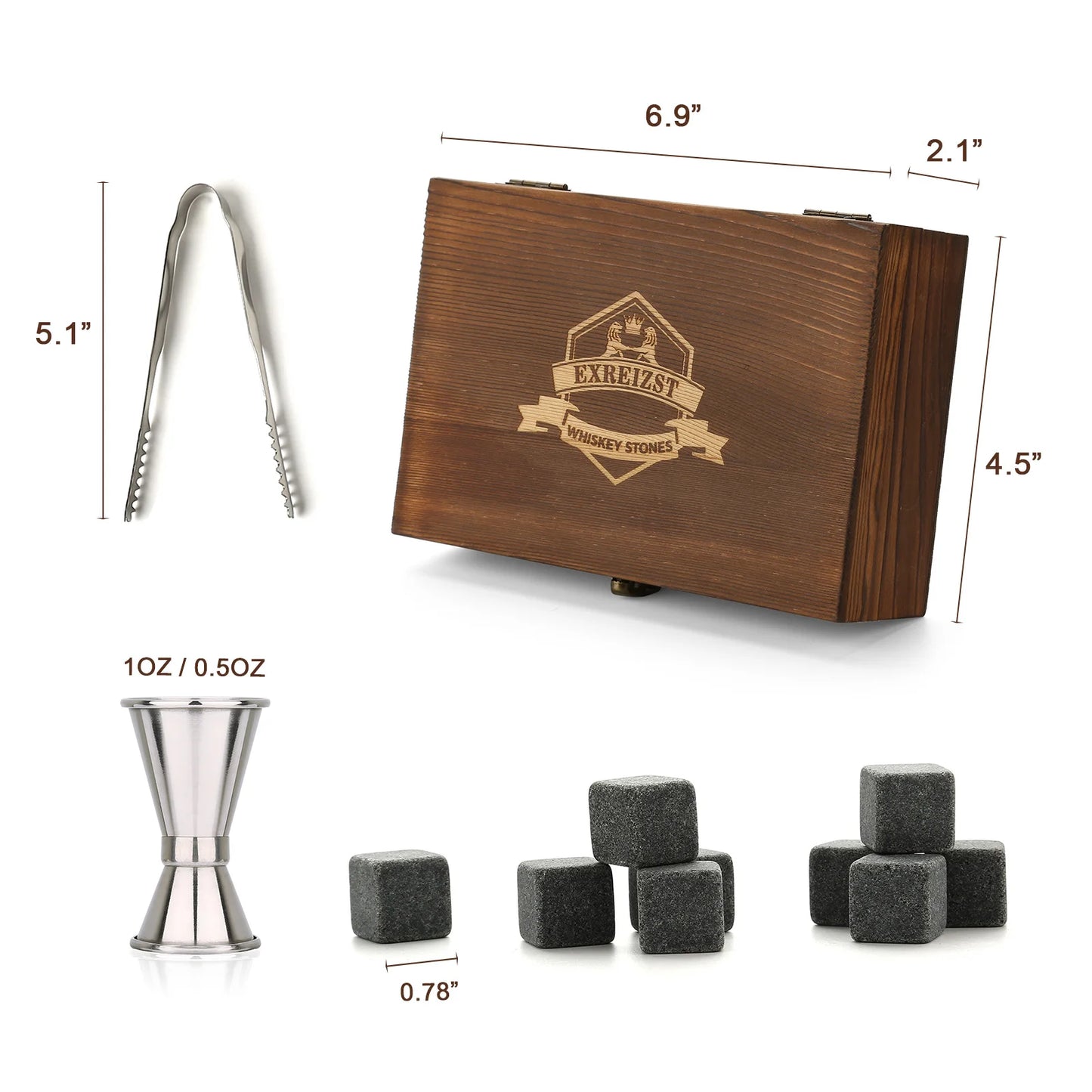 Whiskey Stones Gift Set 9 Granite Chilling Stones