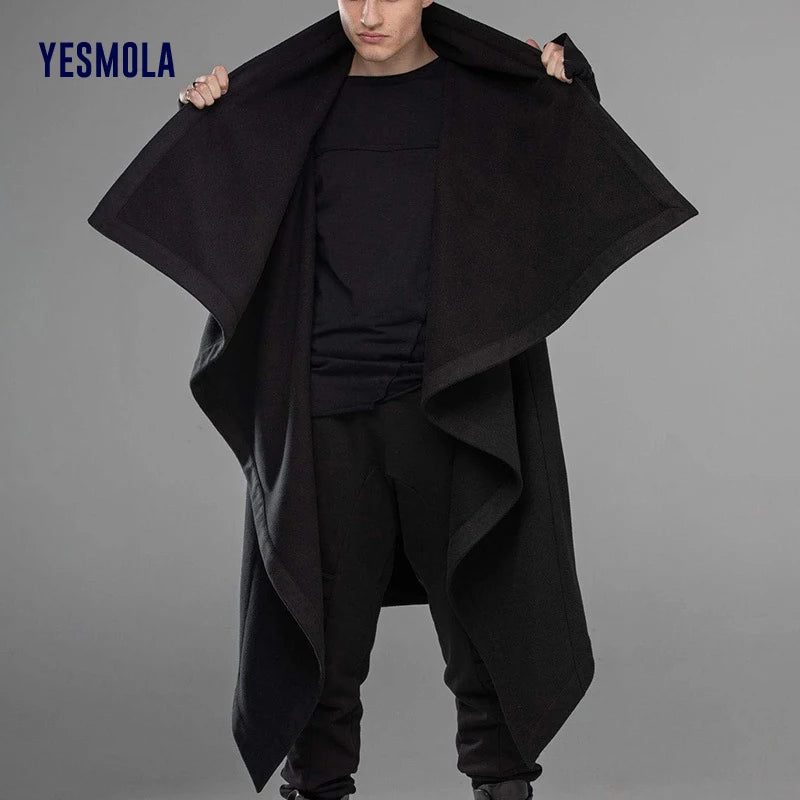 YESMOLA Men Coat Irregular Cloak Jacket