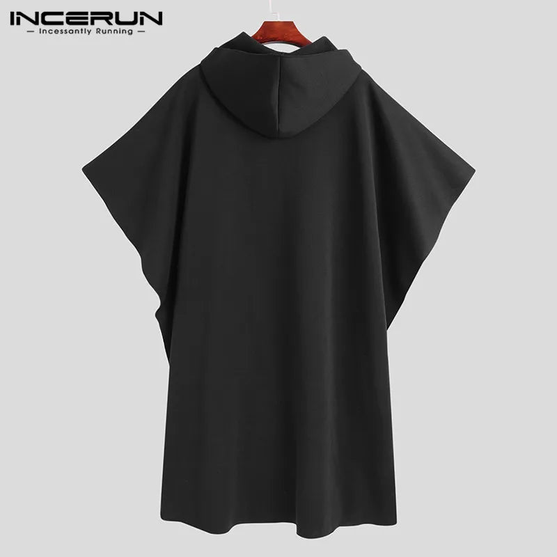 Stylish Men Cloak Coats Hooded Cape