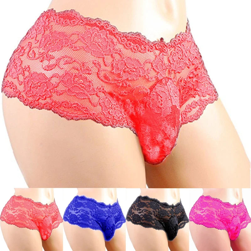 Lace Men's Underwear Sexy Lingerie Male Breathable Boy Shorts