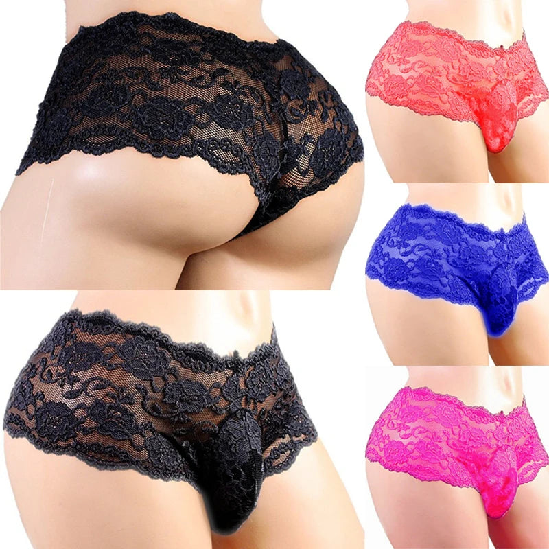 Lace Men's Underwear Sexy Lingerie Male Breathable Boy Shorts