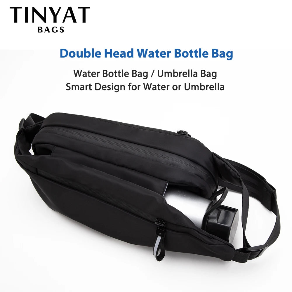 TINYAT Men 's Chest Bag Anti-thef New Multifunction PU Waist Bag