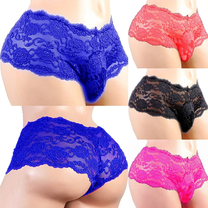 Lace Men's Underwear Sexy Lingerie Male Breathable Boy Shorts