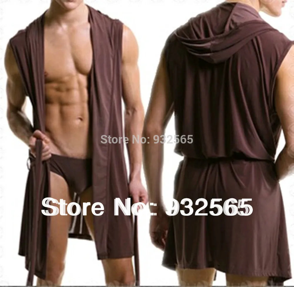 Men's robes comfortable casual bathrobe