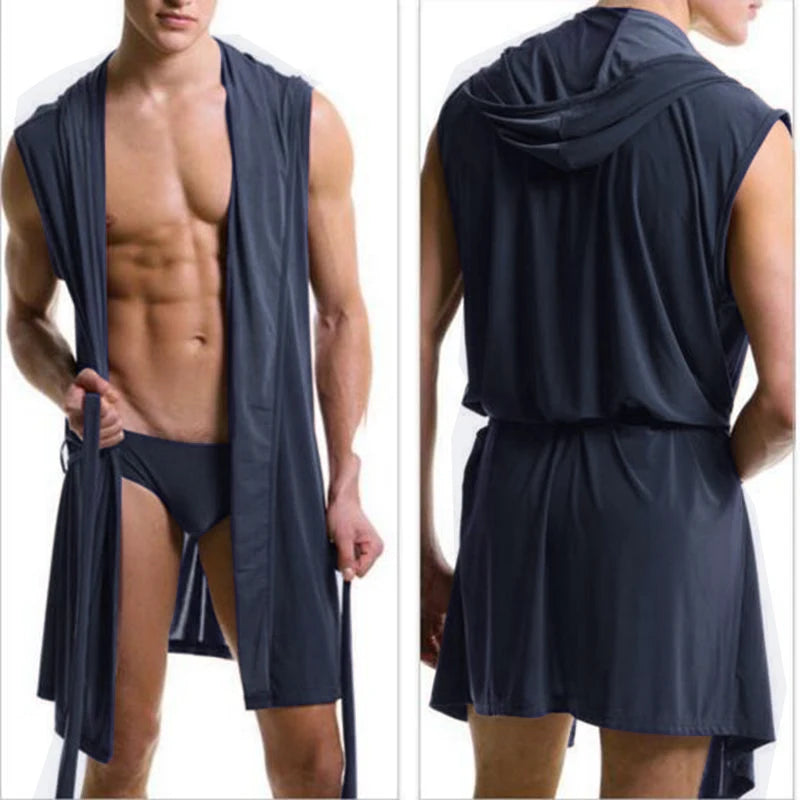 Men's robes comfortable casual bathrobe