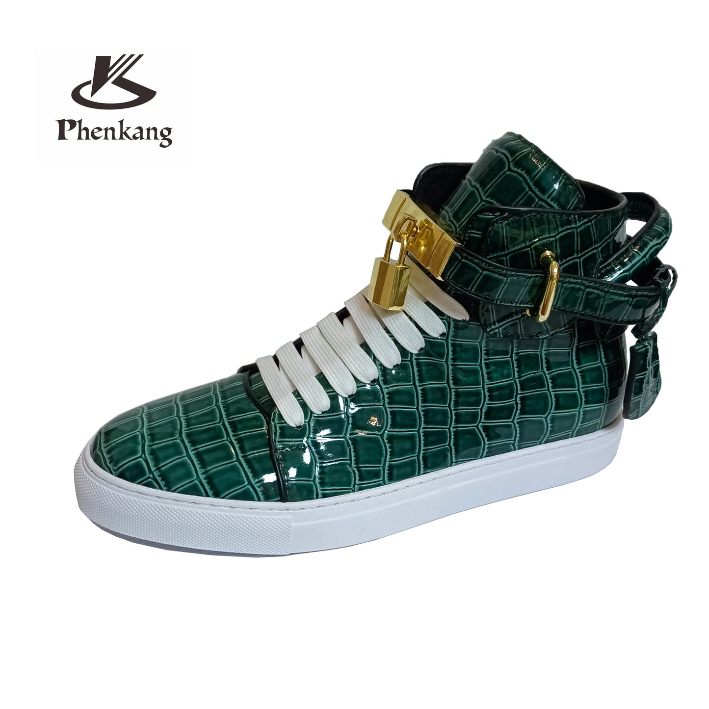 Men's Alligator Pattern Lock Front High Top Sneaker