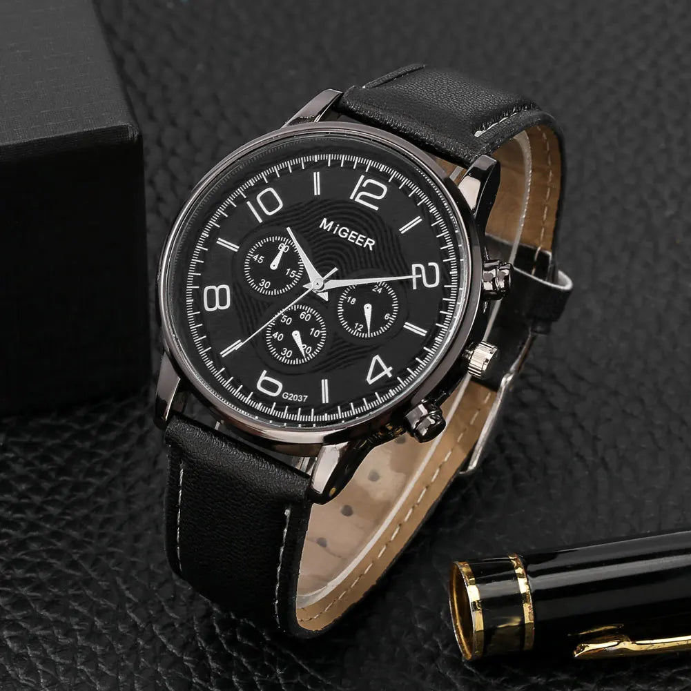 Watch Gift Set for Men Black Quartz