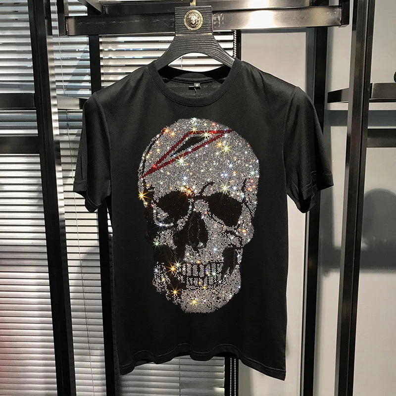 Hot Rhinestone Skull Men's T-Shirt