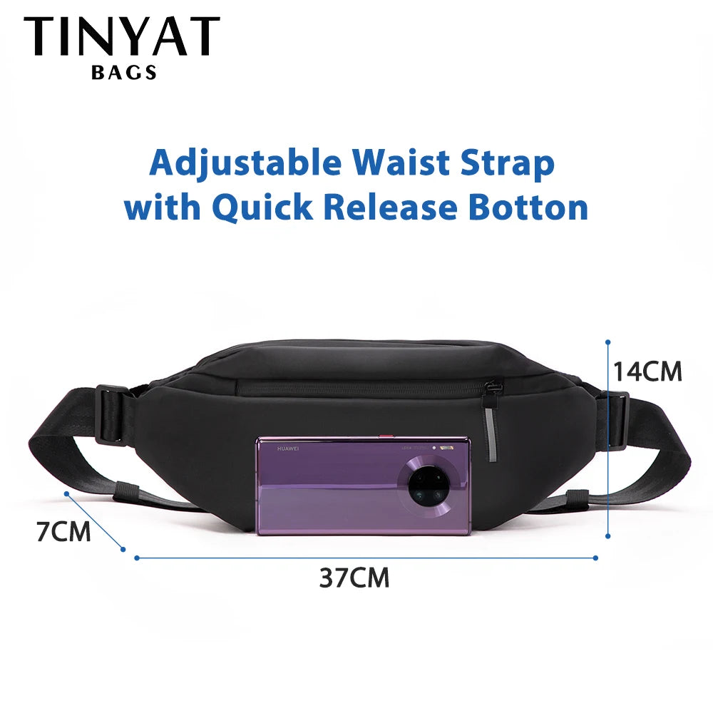 TINYAT Men 's Chest Bag Anti-thef New Multifunction PU Waist Bag