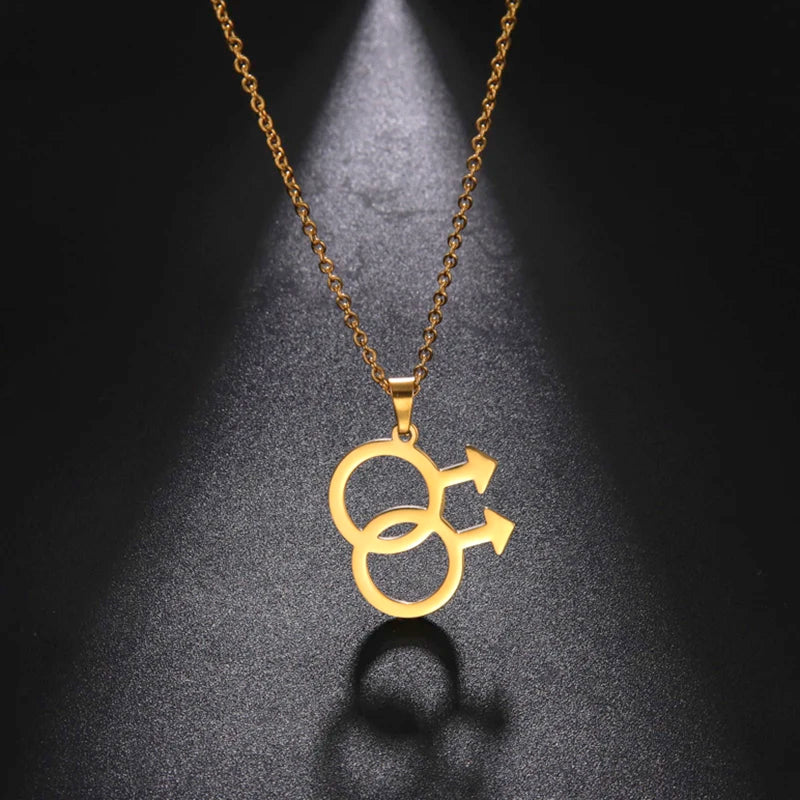 Teamer Gay Pride Necklace For Men Stainless Steel Pendant