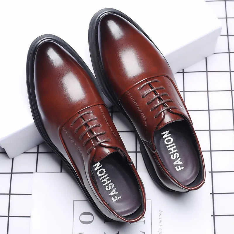 Men's Dress Shoes Lace-up PU Pointed Toe Business Leather Shoe