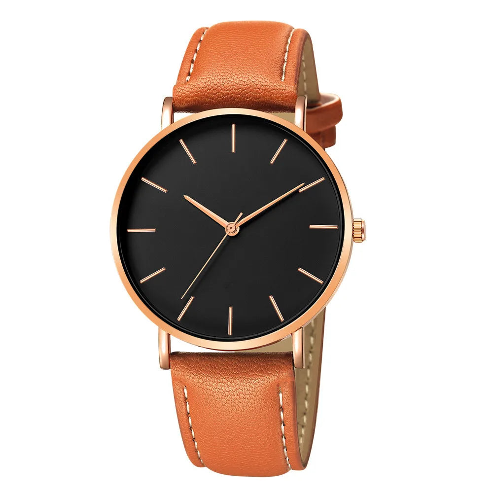 Luxury Men's Watch Leather Gold