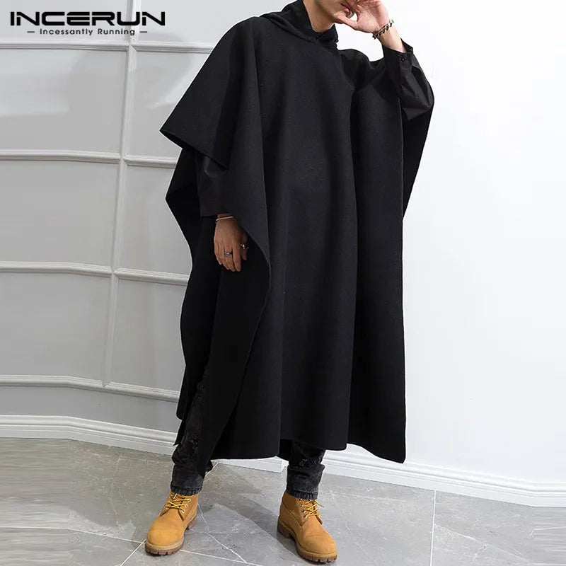 Stylish Men Cloak Coats Hooded Cape