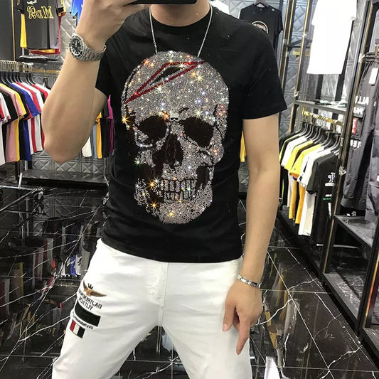 Hot Rhinestone Skull Men's T-Shirt