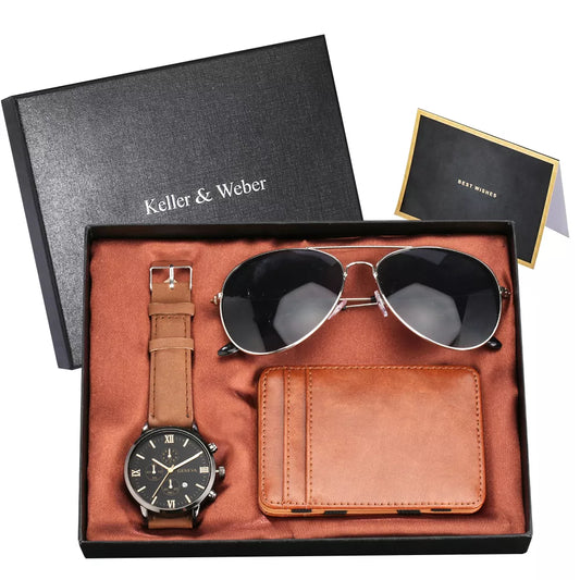 Keller & Weber Men's Gift Set with Box Quartz Watch