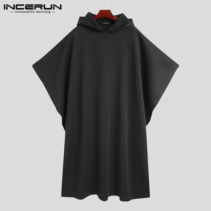 Stylish Men Cloak Coats Hooded Cape