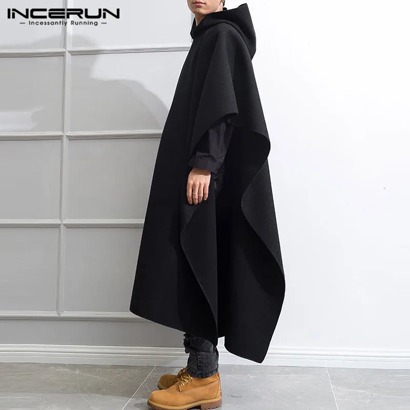 Stylish Men Cloak Coats Hooded Cape