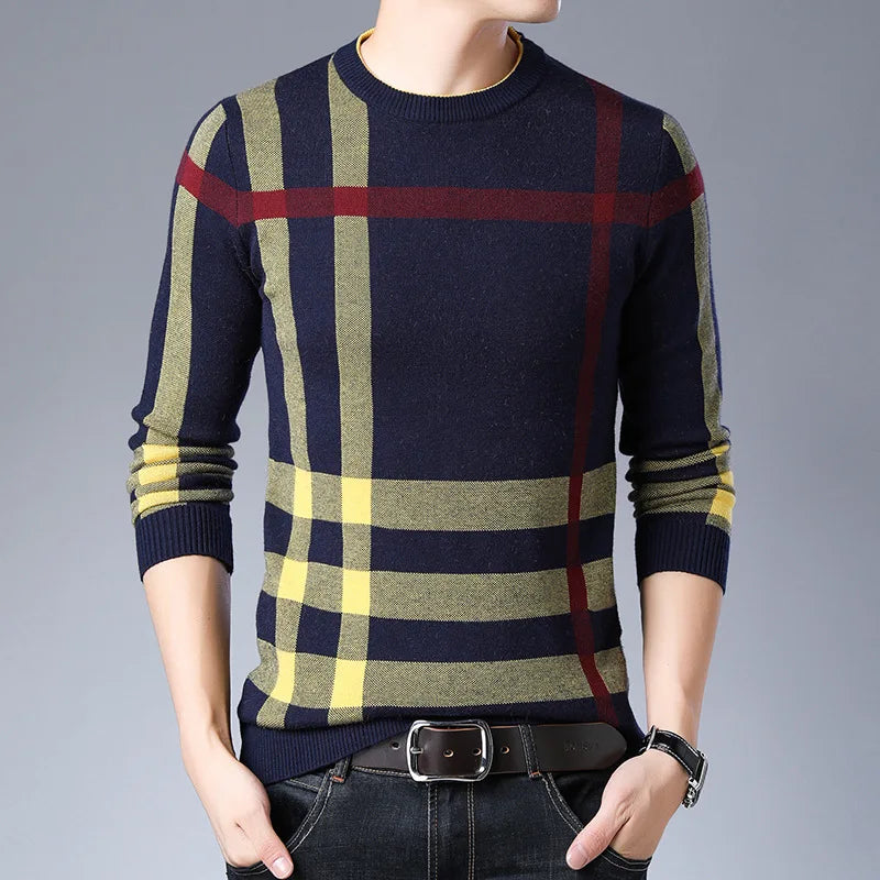 Men Plaid Leisure Sweater