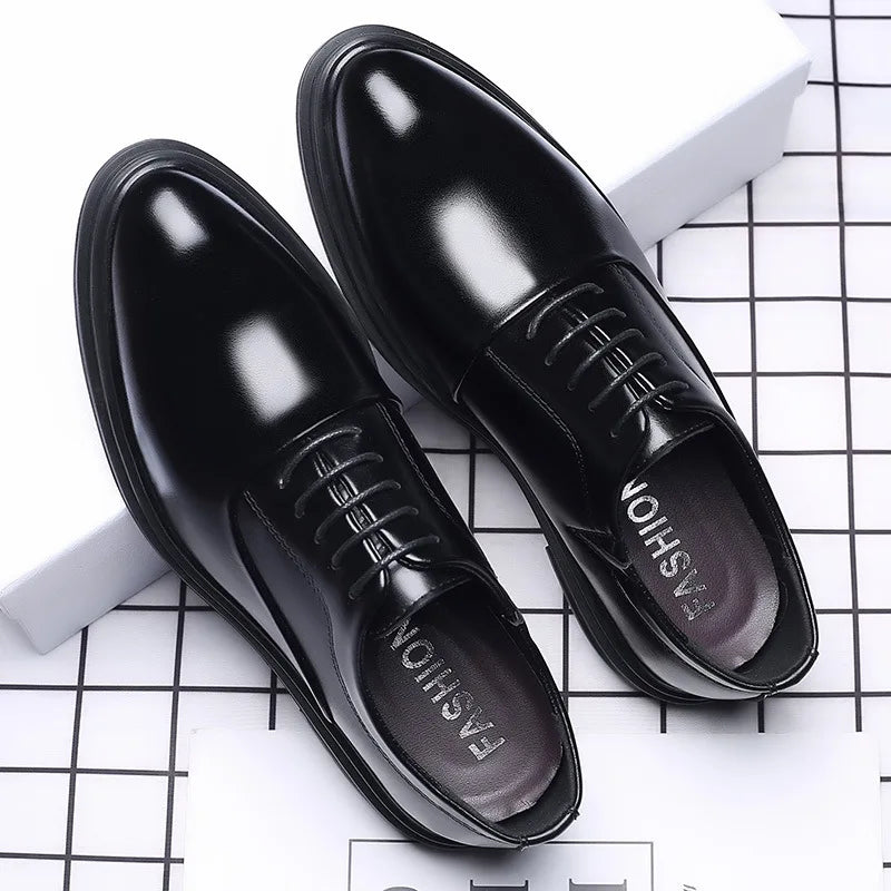 Men's Dress Shoes Lace-up PU Pointed Toe Business Leather Shoe