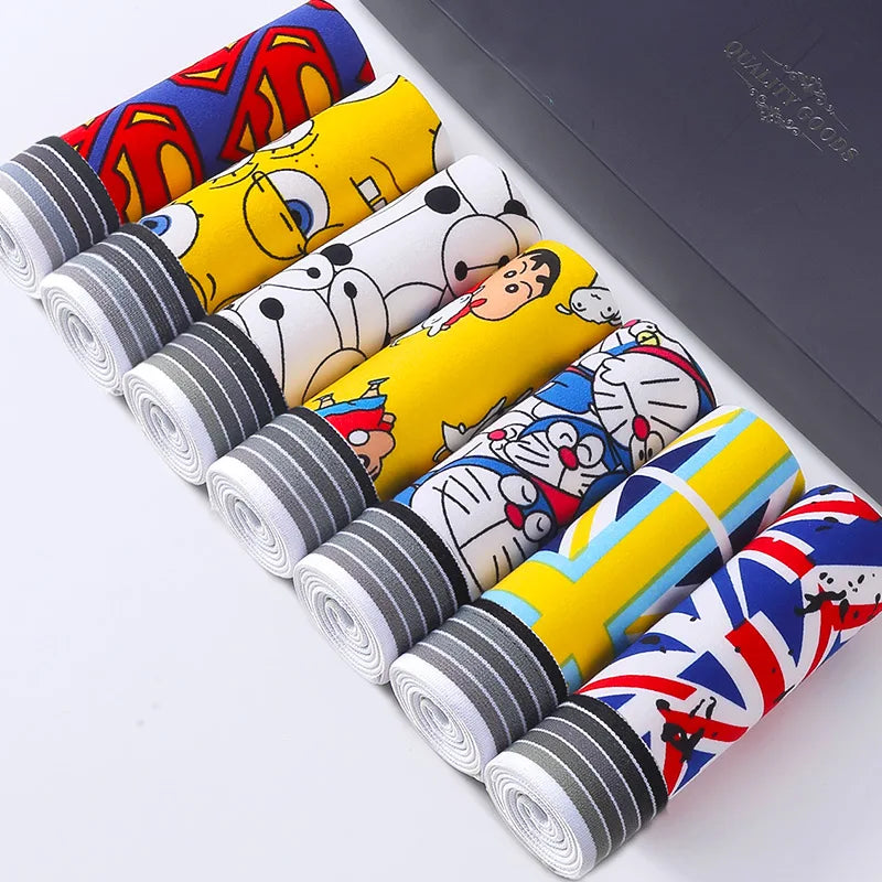 5/7pcs Men's Underwear Cartoon Animation Breathable Boxer Shorts