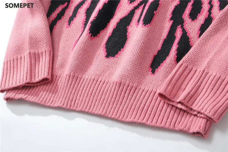 Pink Flame Off Shoulder Sweater