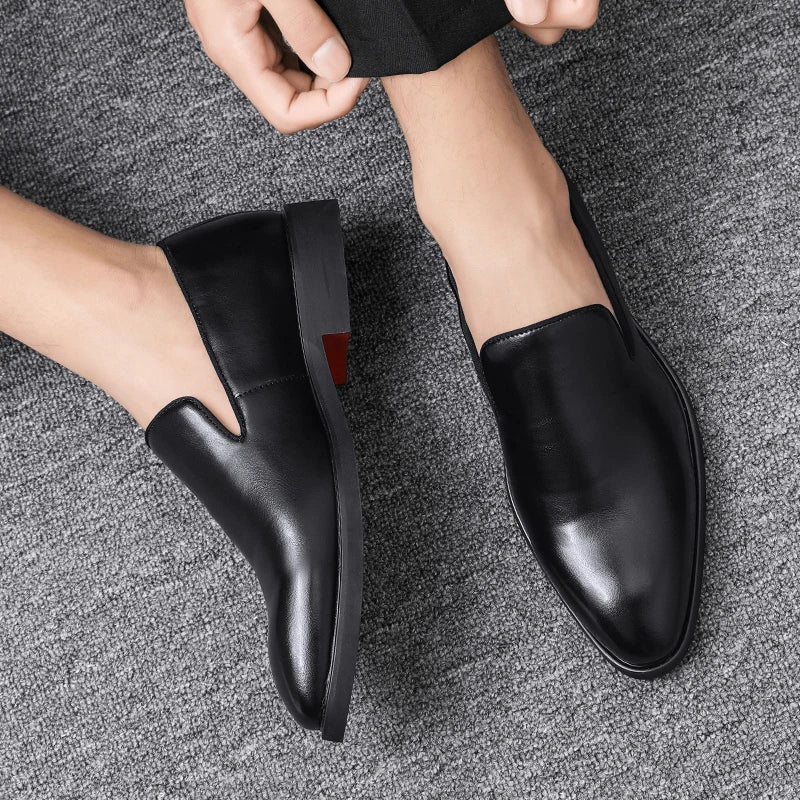 Classic PU Red Bottom Loafer Dress Shoe